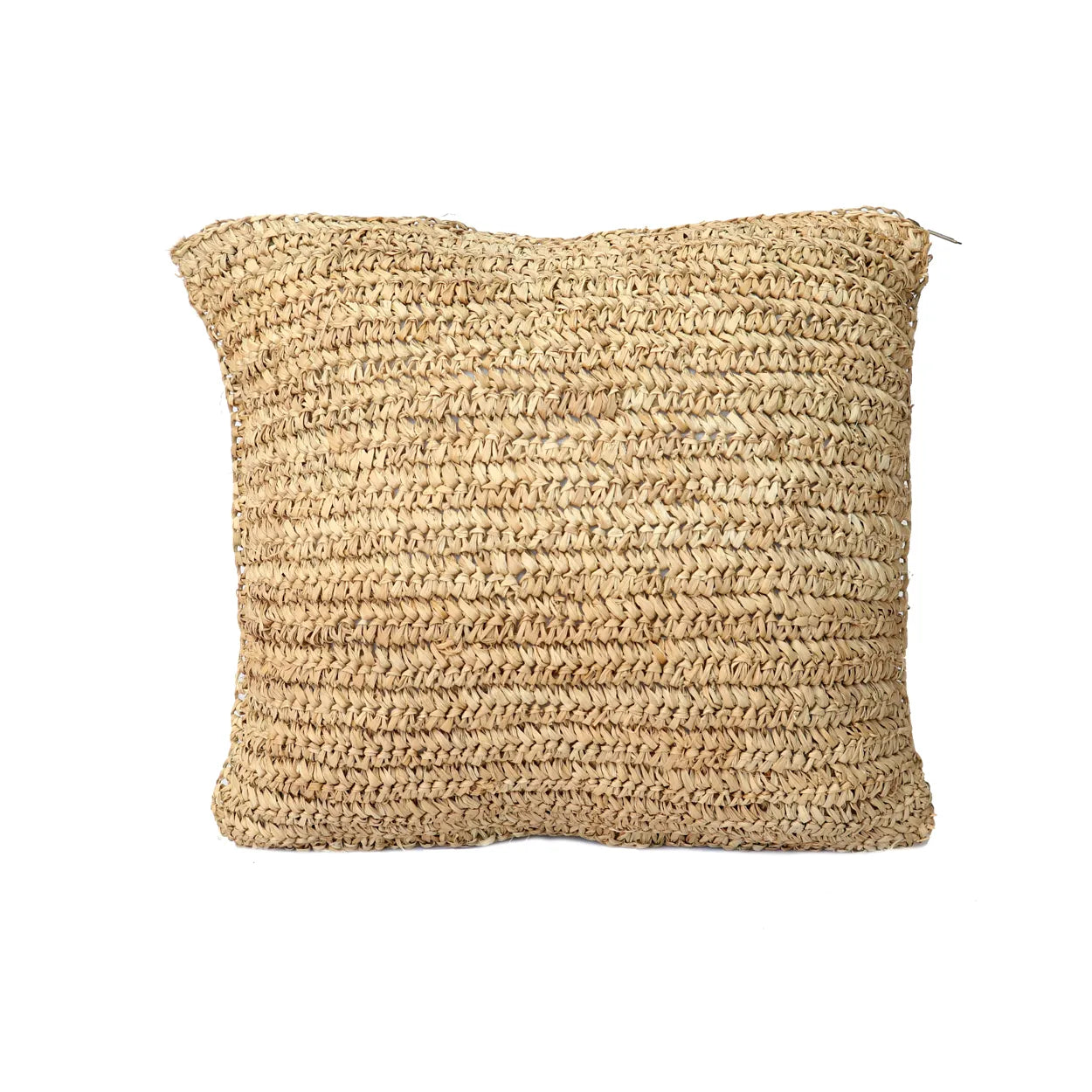 The Raffia Flores Cushion Cover Square - Natural - 40x40 in raffia — handmade luxury cushion cover curated by Laiyahome — view 3
