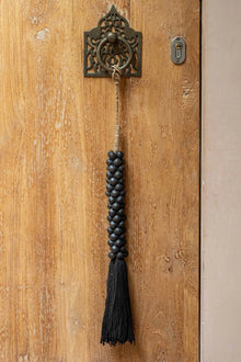 The Wooden Beads with Cotton Tassel - Black in wood — handmade luxury wall decoration curated by Laiyahome — view 4