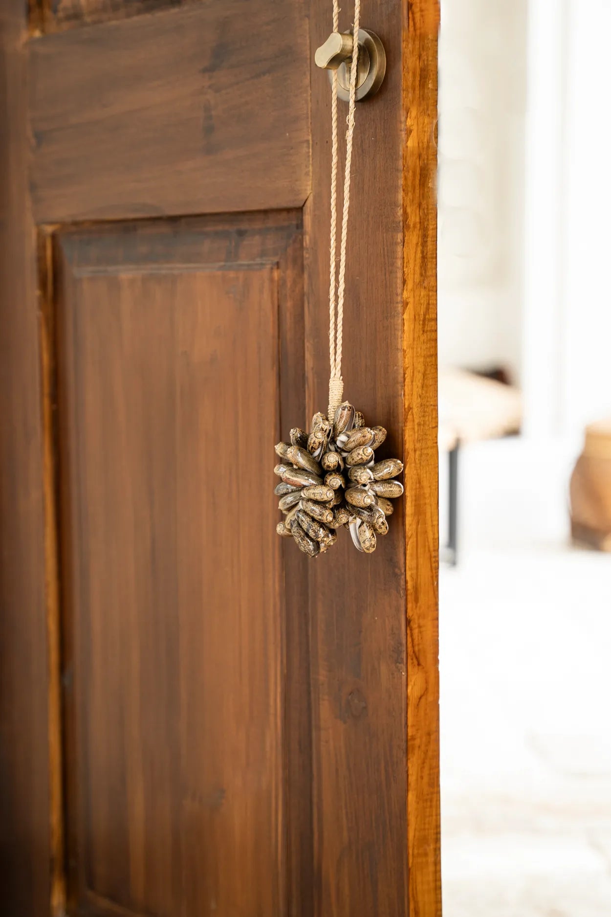 The Brown Cowrie Shell Tassel in shell — handmade luxury wall decoration curated by Laiyahome — view 4