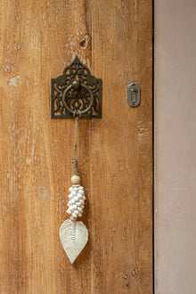 The Leaf & Shell Tassel - White in cotton — handmade luxury wall decoration curated by Laiyahome — view 2