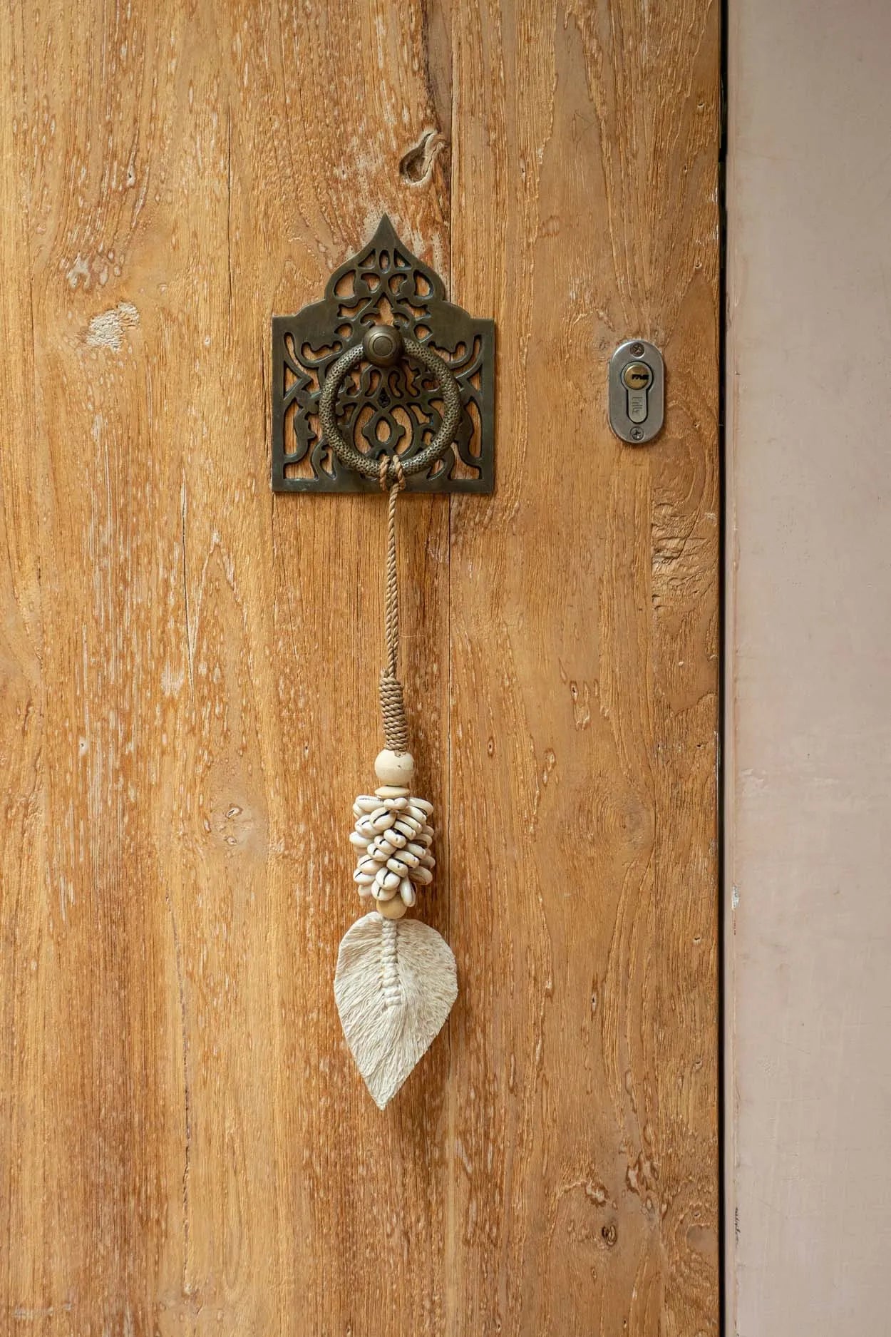 The Leaf & Shell Tassel - Natural in cotton — handmade luxury wall decoration curated by Laiyahome — view 2