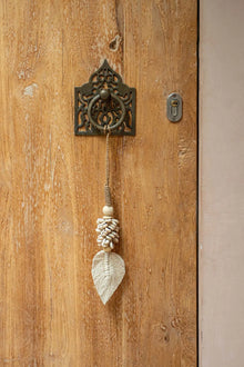 The Leaf & Shell Tassel - Natural in cotton — handmade luxury wall decoration curated by Laiyahome — view 2