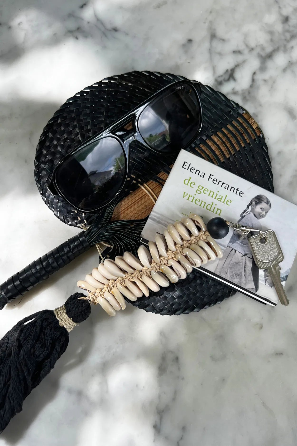 The Macrame Fishbone Keychain - Black in cotton — handmade luxury keychain curated by Laiyahome — view 4