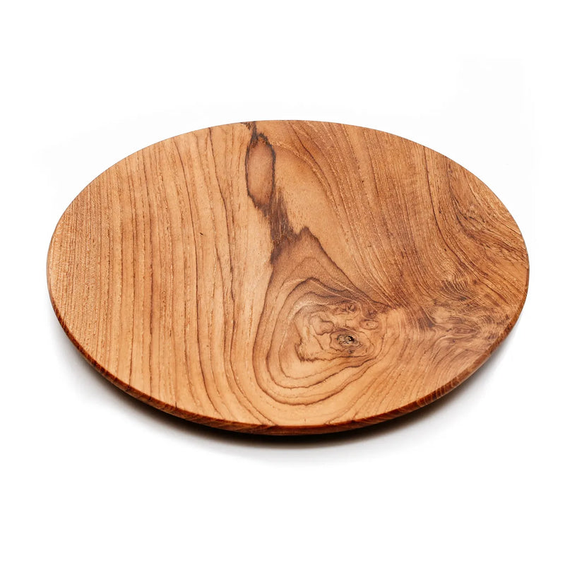 The Teak Root Round Plate - L in wood — handmade luxury dinner plate curated by Laiyahome