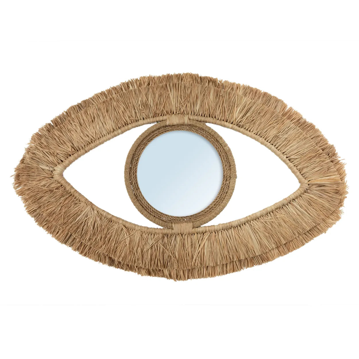The Raffia Eye Mirror - Natural - M in raffia — handmade luxury wall mirror curated by Laiyahome — view 3