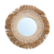 The Raffia Cowrie Mirror - Natural White in raffia — handmade luxury wall mirror curated by Laiyahome — view 3