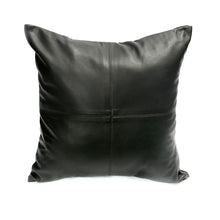 The Four Panel Leather Cushion Cover - Black - 40x40 in leather — handmade luxury cushion cover curated by Laiyahome