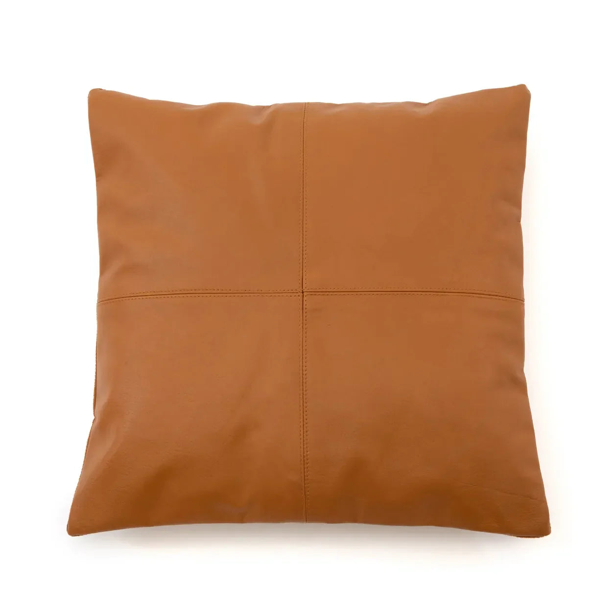 The Four Panel Leather Cushion Cover - Camel - 40x40 in leather — handmade luxury cushion cover curated by Laiyahome — view 3