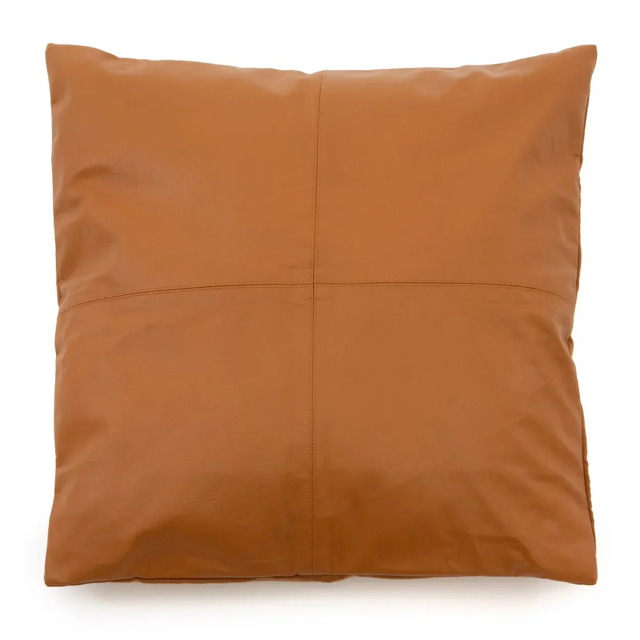 The Four Panel Leather Cushion Cover - Camel - 60x60 in leather — handmade luxury cushion cover curated by Laiyahome — view 3