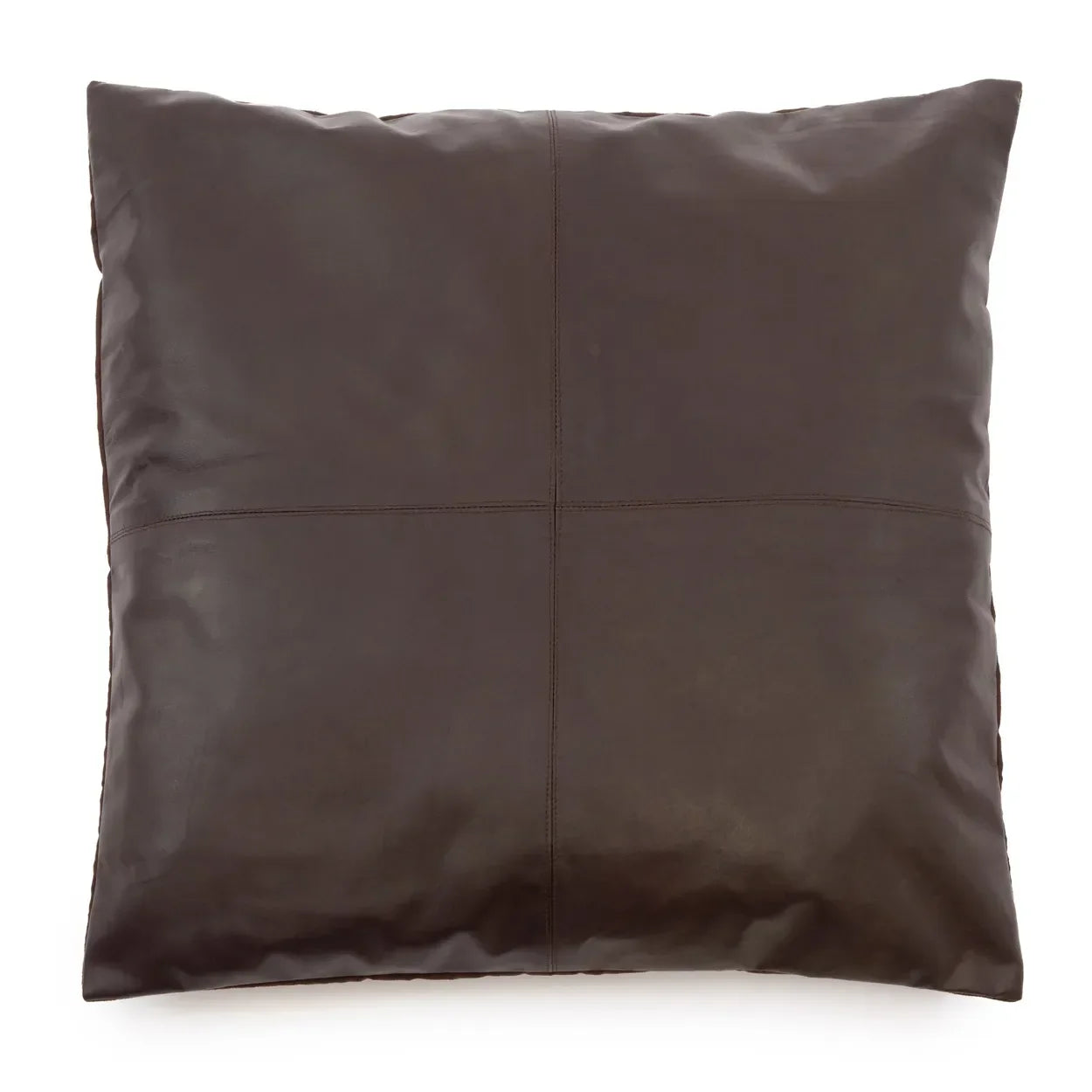 The Four Panel Leather Cushion Cover - Choco - 60x60 in leather — handmade luxury cushion cover curated by Laiyahome — view 3