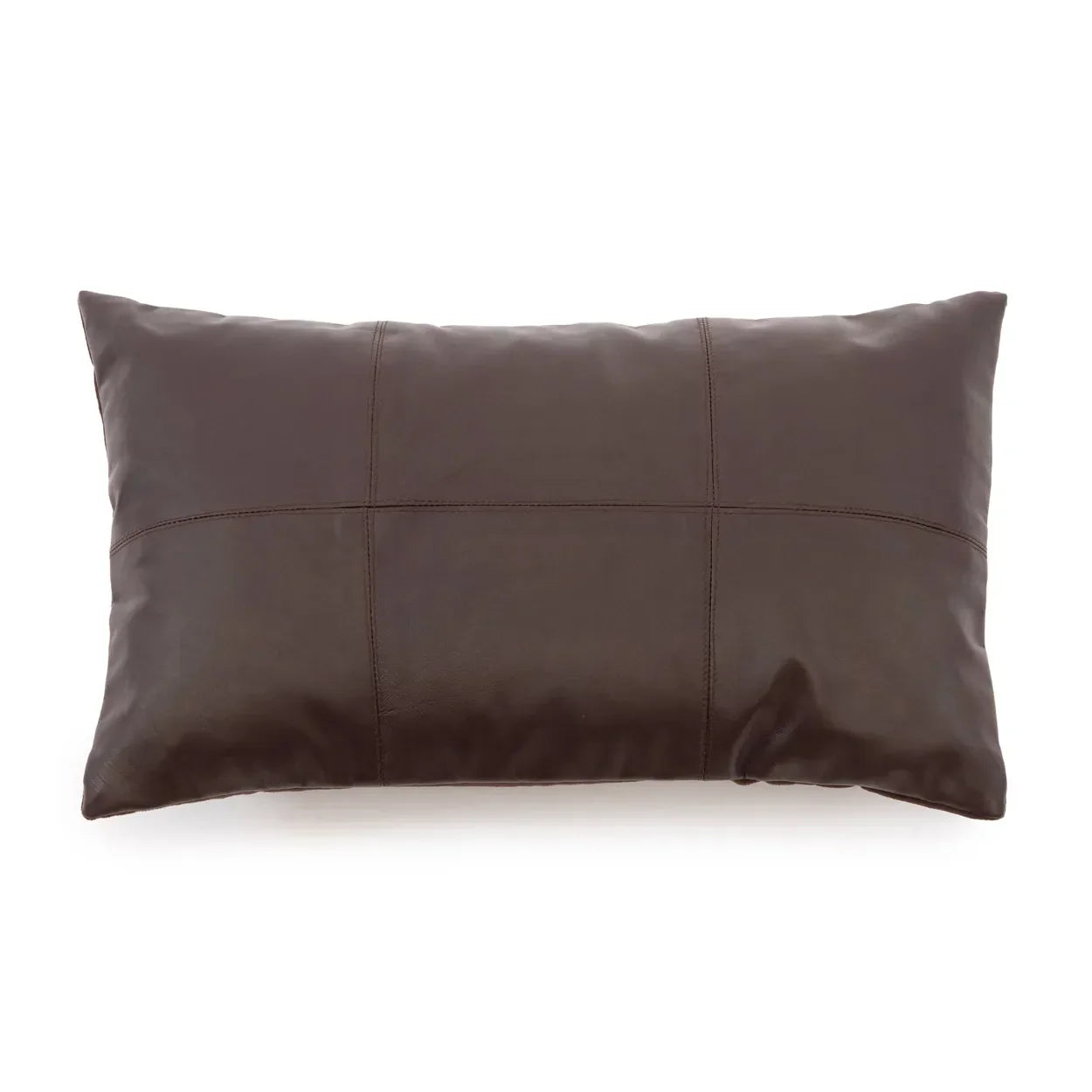 The Six Panel Leather Cushion Cover - Choco - 30x50 in leather — handmade luxury cushion cover curated by Laiyahome — view 3
