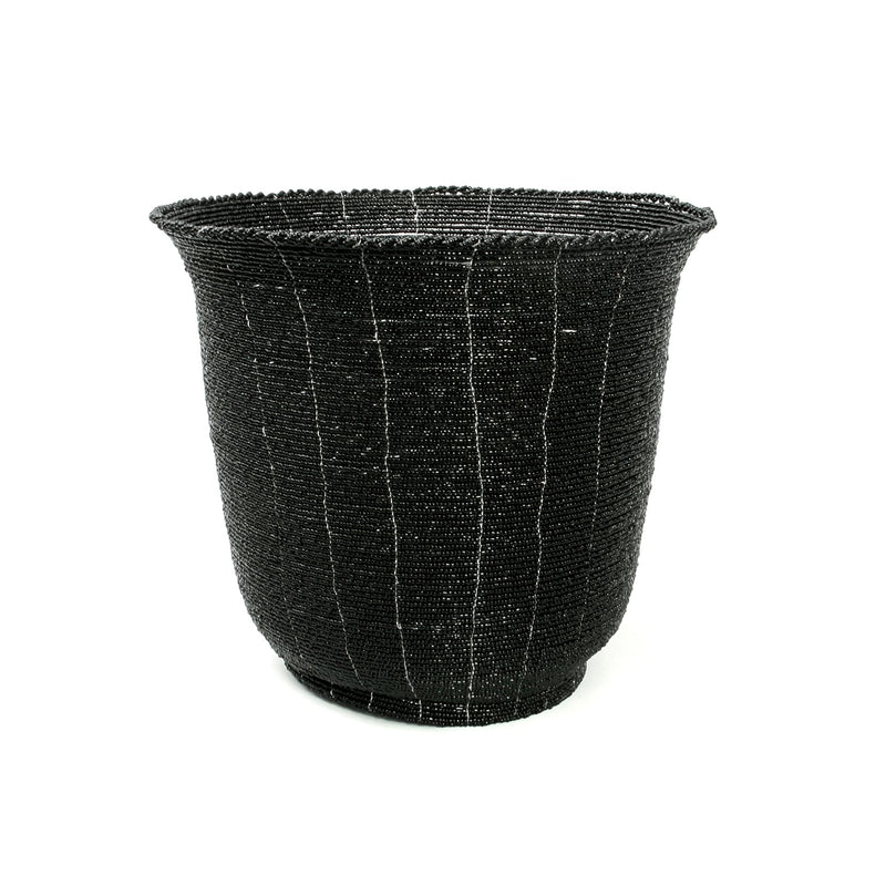 The Beaded Bowl High - Black - L in plastic — handmade luxury bowl curated by Laiyahome — view 2