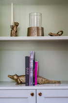 The Croco Candle Holder with Glass - Brass - L in aluminium — handmade luxury tea light holder curated by Laiyahome — view 2