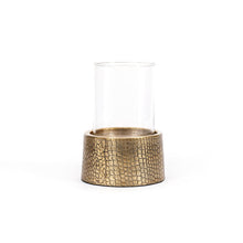 The Croco Candle Holder with Glass - Brass - L in aluminium — handmade luxury tea light holder curated by Laiyahome — view 3