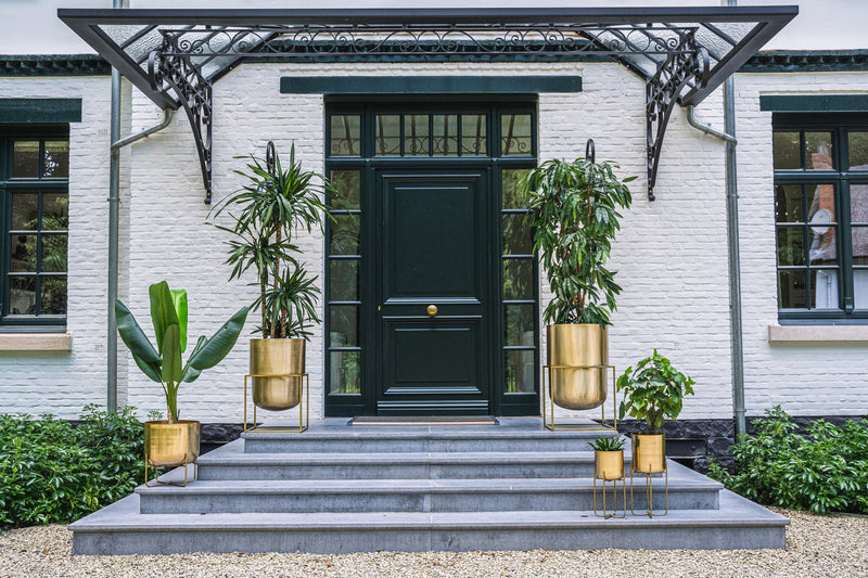 The Brass Planter on Stand - Brass - M in aluminium — handmade luxury planter curated by Laiyahome — view 2