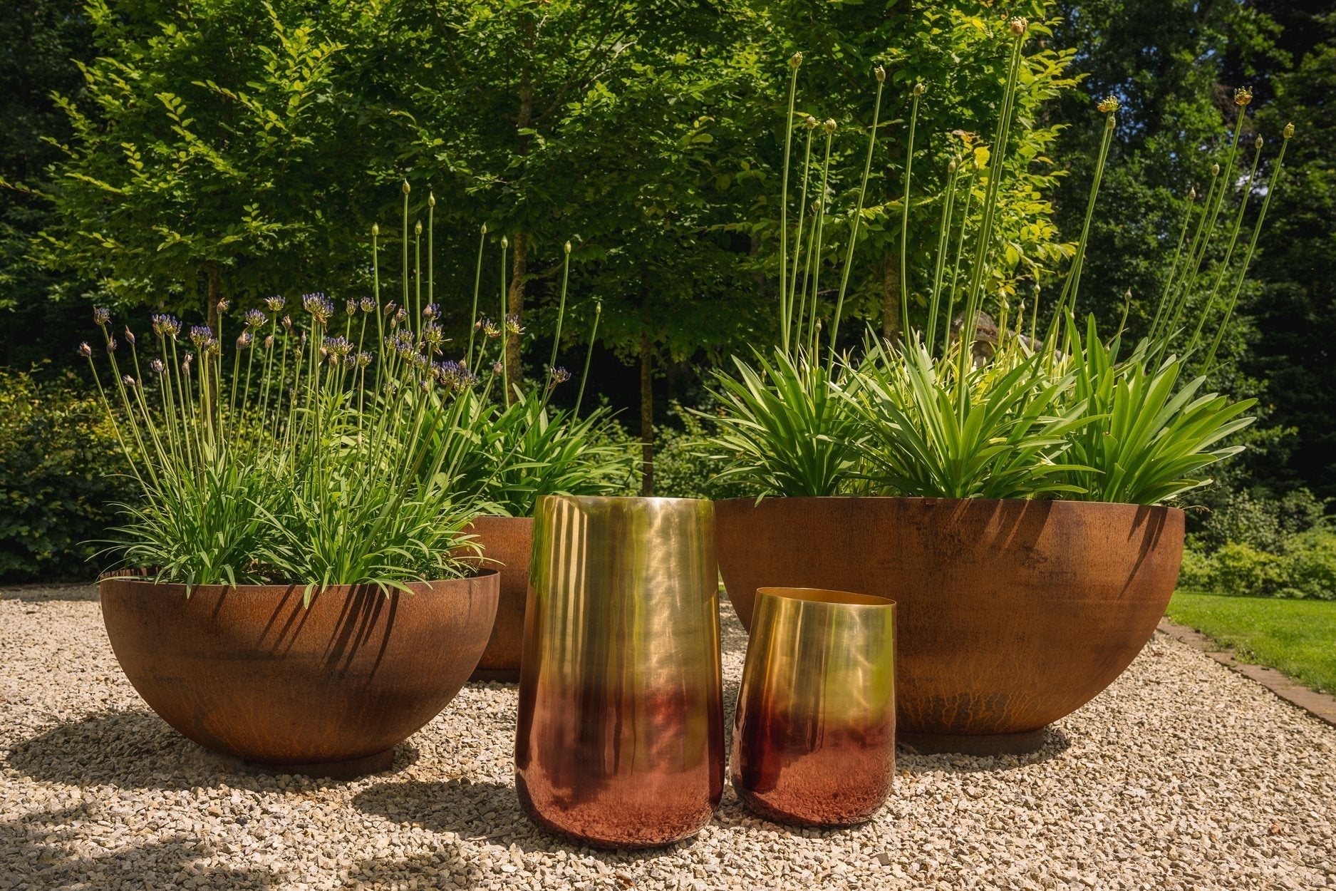 The Two Tone Brass Planter - Brass - XL in aluminium — handmade luxury planter curated by Laiyahome — view 2