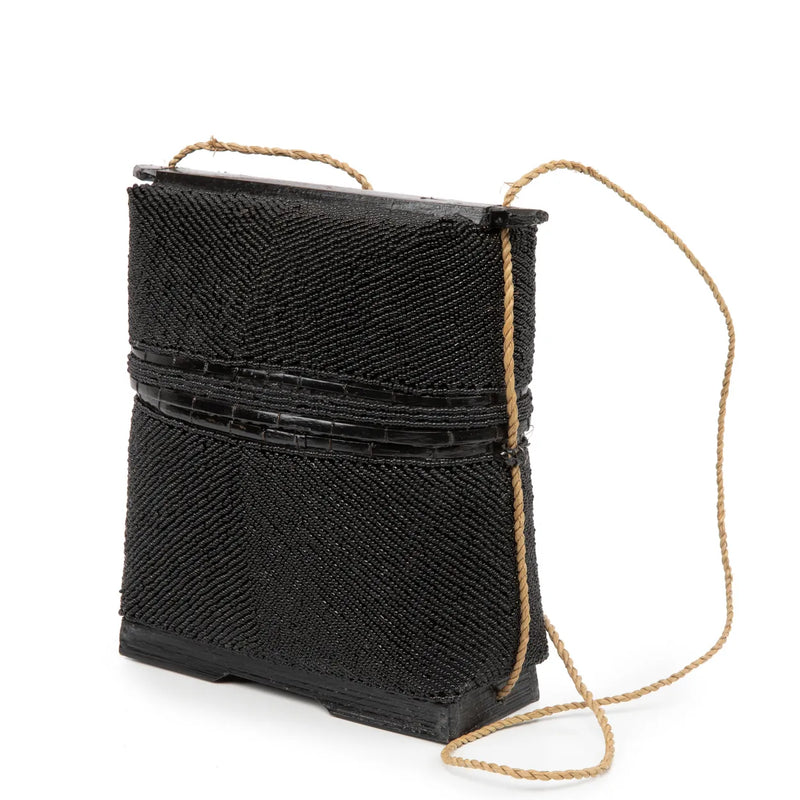 The Beaded Treasure Box - Black in bamboo — handmade luxury shoulder bag curated by Laiyahome — view 2