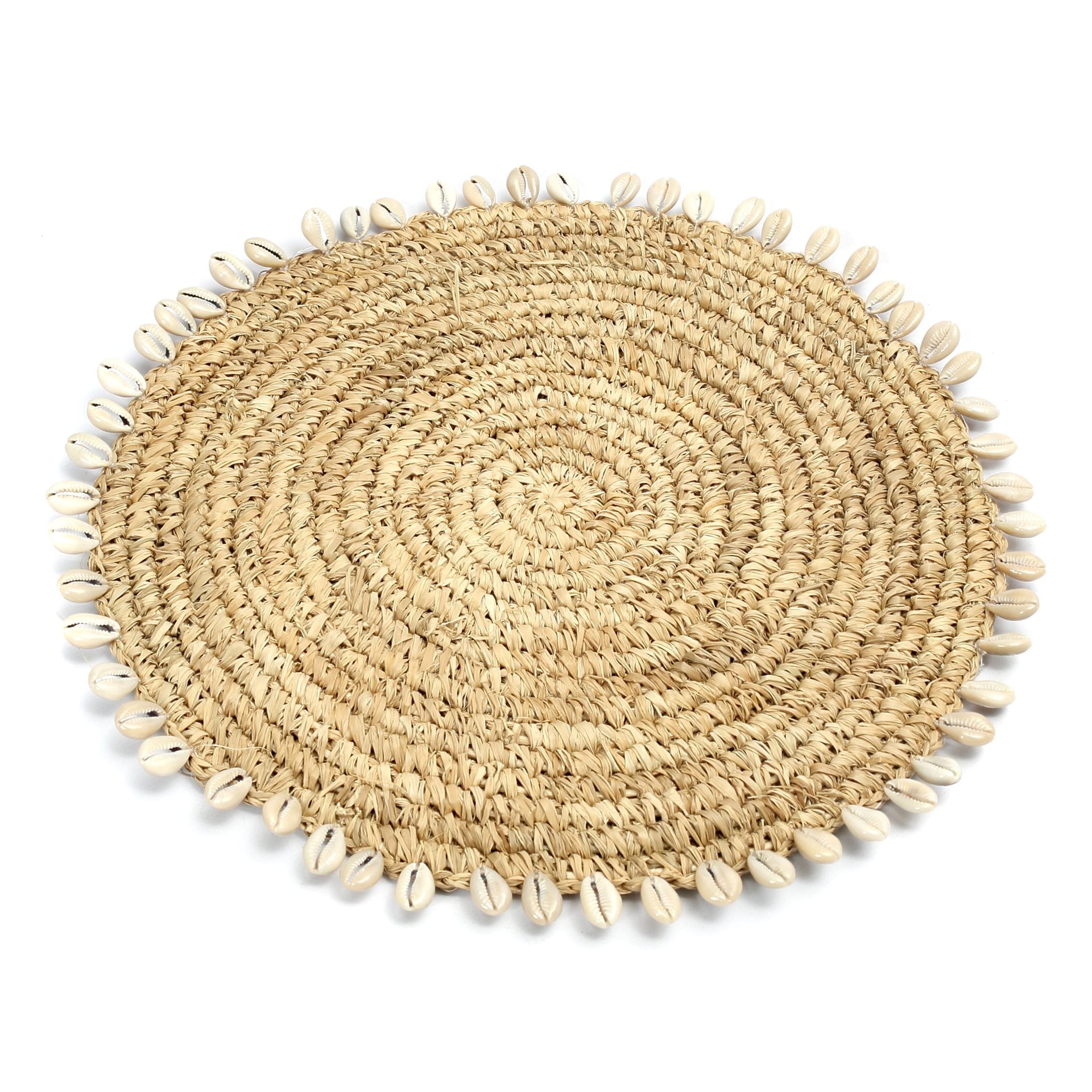 The Raffia Shell Pan Coaster in raffia — handmade luxury coaster curated by Laiyahome — view 3