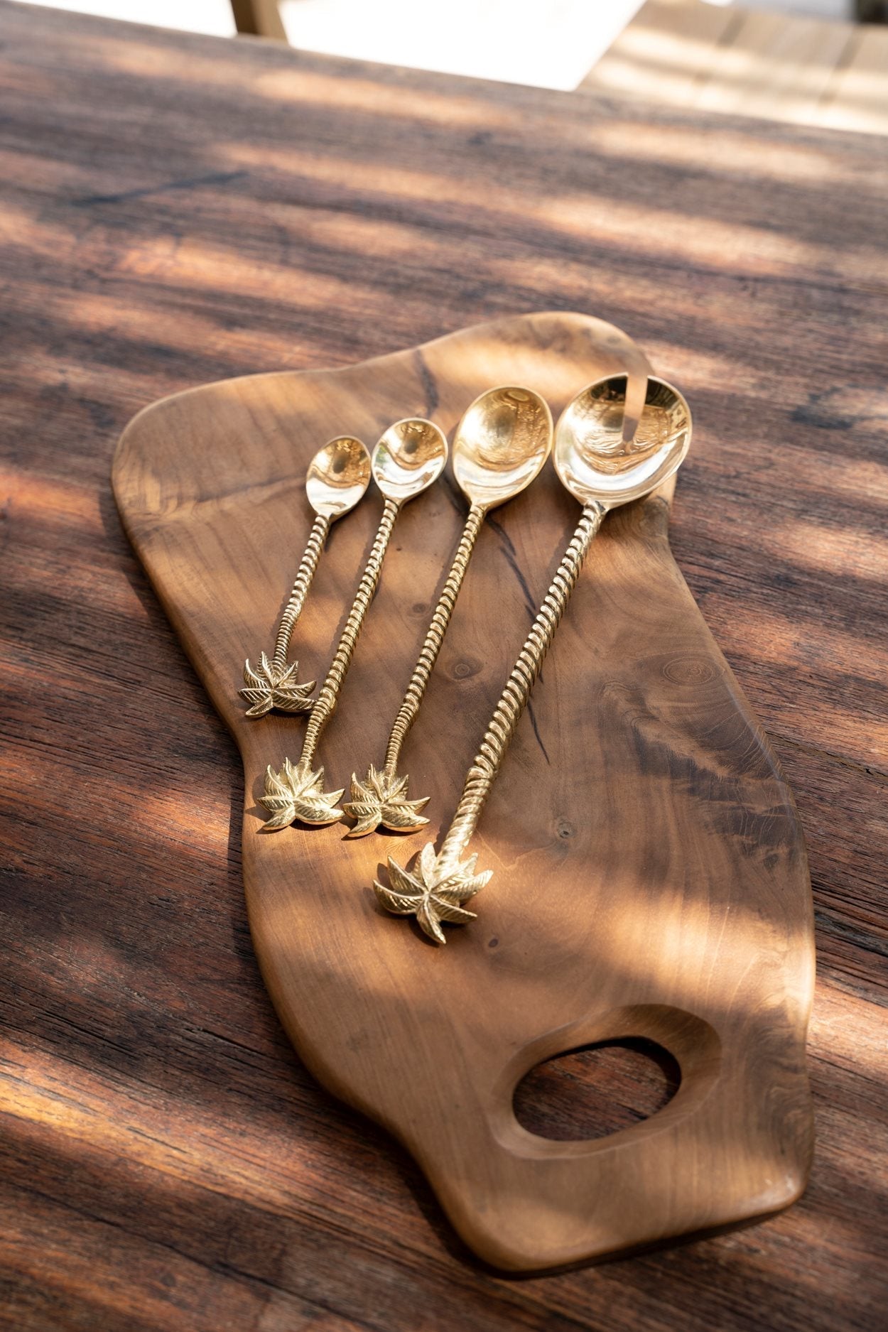 The Palm Tree Salad Fork - Gold in brass — handmade luxury table fork curated by Laiyahome — view 4