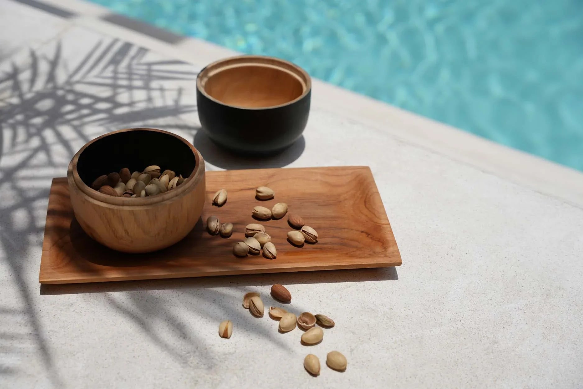 The Bondi Double Bowl in wood — handmade luxury bowl curated by Laiyahome — view 4