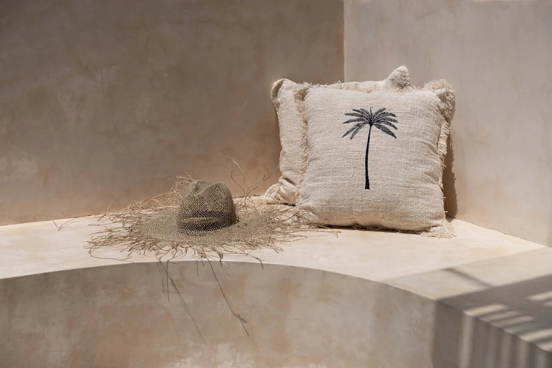 The Gili Palm Cushion Cover - Natural Black in cotton — handmade luxury cushion cover curated by Laiyahome — view 4
