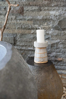 The Serene Candle Holder - Concrete Natural - L in terracotta — handmade luxury tea light holder curated by Laiyahome — view 4