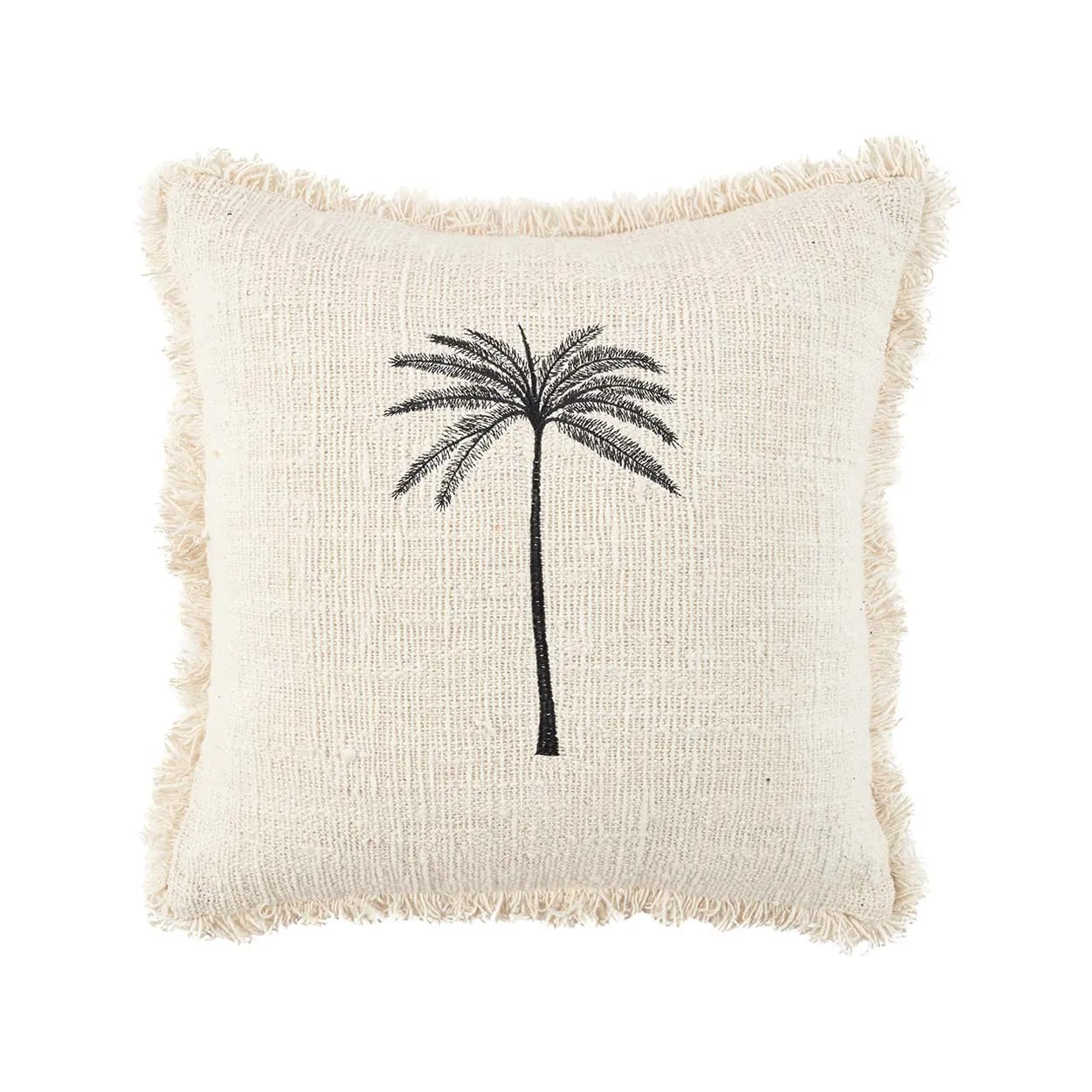 The Gili Palm Cushion Cover - Natural Black in cotton — handmade luxury cushion cover curated by Laiyahome — view 3