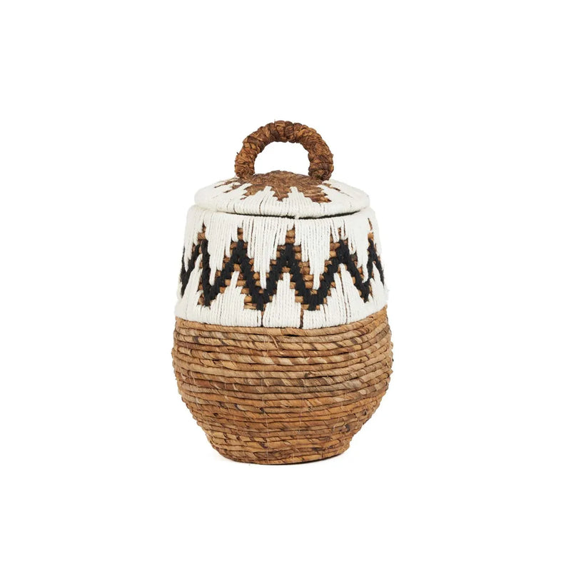 The Little Bay Beach Basket - Natural White - S in palm leaf — handmade luxury storage basket curated by Laiyahome