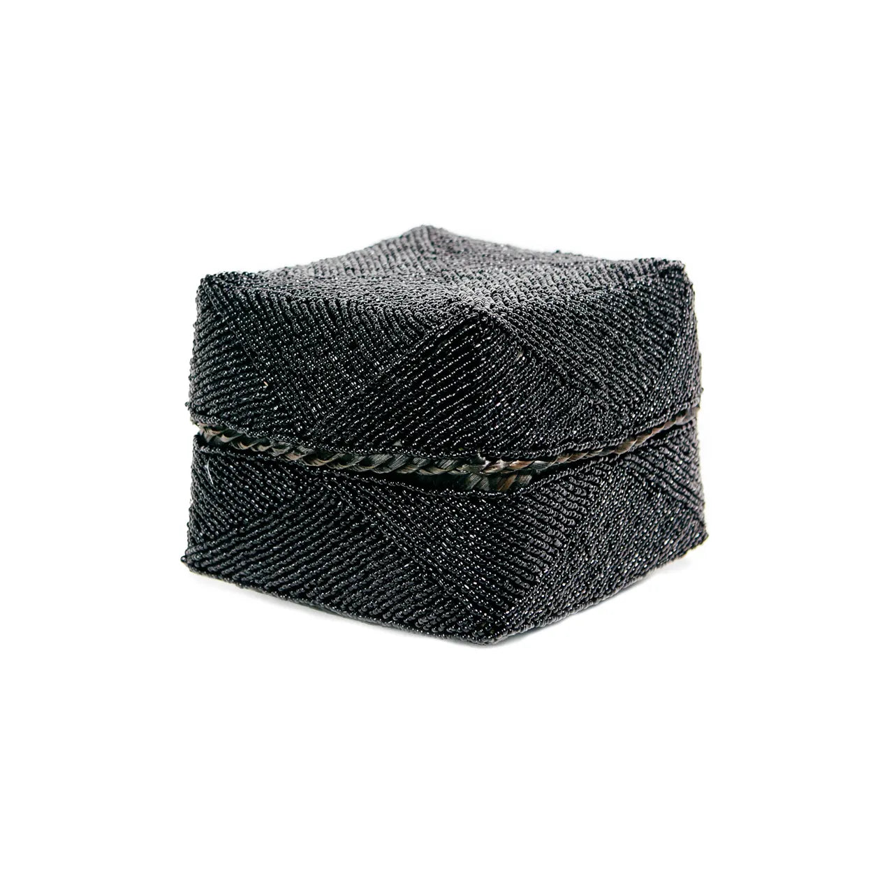 The Beaded Basket - Black - M in bamboo — handmade luxury storage basket curated by Laiyahome — view 3