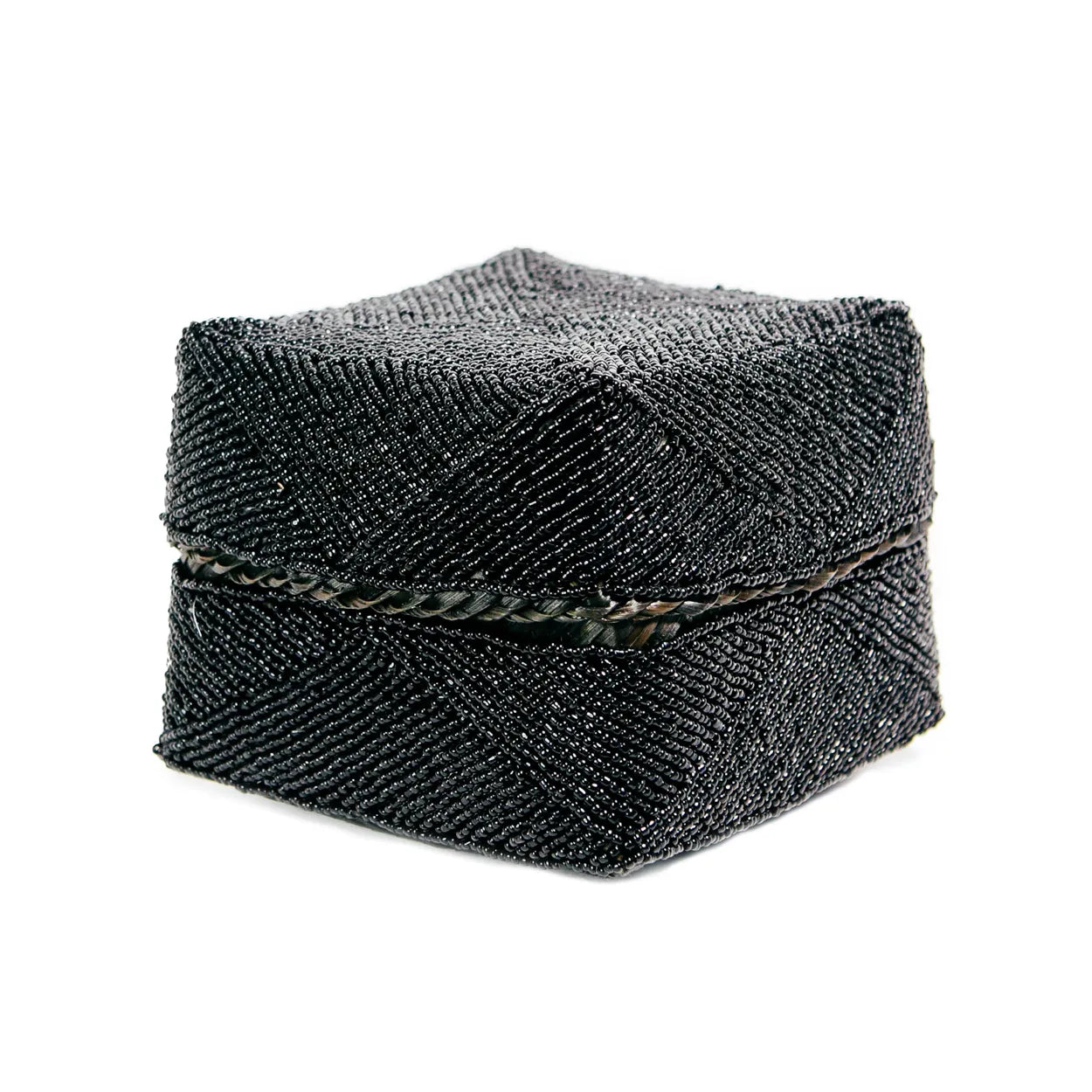 The Beaded Basket - Black - L in bamboo — handmade luxury storage basket curated by Laiyahome — view 3