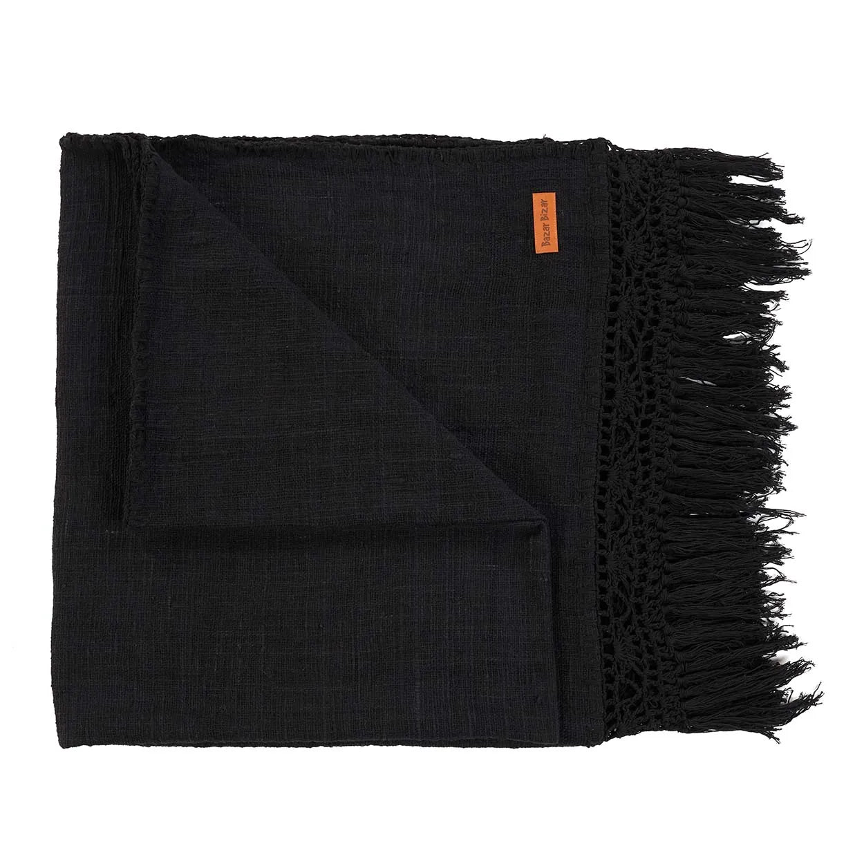The Gypsy Bed Throw - Black in cotton — handmade luxury throw blanket curated by Laiyahome — view 3