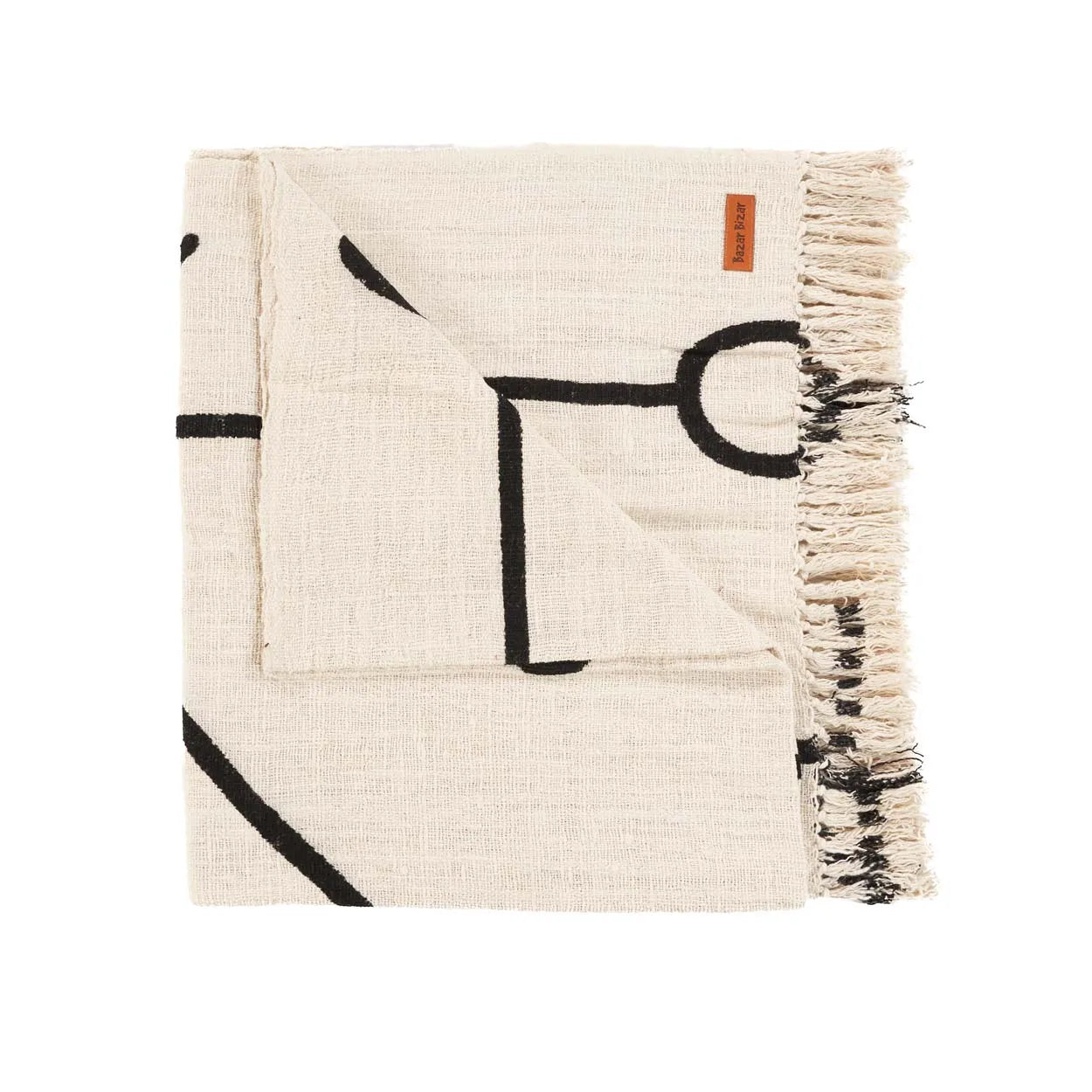 The Evil Eye Bed Throw - Natural Black in cotton — handmade luxury throw blanket curated by Laiyahome — view 3