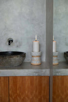 The Serene Candle Holder - Concrete Natural - M in terracotta, earthenware — handmade luxury tea light holder curated by Laiyahome — view 4