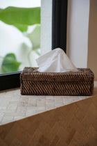 The Rattan Classic Tissue Box - Natural Brown in rattan — handmade luxury storage basket curated by Laiyahome — view 2