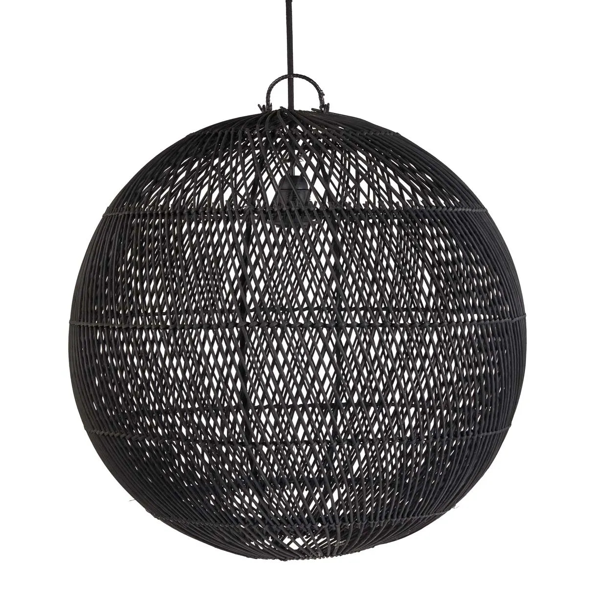 The Bubble Pendant - Black - M in rattan — handmade luxury pendant lamp curated by Laiyahome — view 3