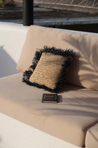 The Raffia Cushion Cover Square - Natural Black - 40x40 in raffia — handmade luxury cushion cover curated by Laiyahome — view 2