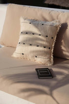The French Kiss Cushion Cover - Natural Black in cotton — handmade luxury cushion cover curated by Laiyahome — view 4