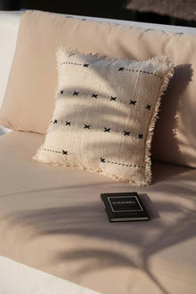 The French Kiss Cushion Cover - Natural Black in cotton — handmade luxury cushion cover curated by Laiyahome — view 4