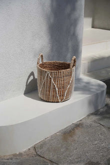 The Straight Stitched Macrame Basket - L in cotton — handmade luxury storage basket curated by Laiyahome — view 4