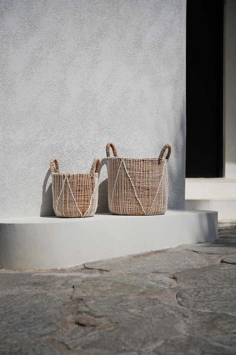 The Straight Stitched Macrame Basket - S in cotton — handmade luxury storage basket curated by Laiyahome — view 2