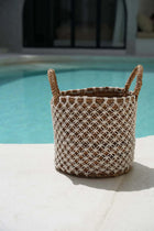 The Crossed Stitched Macrame Basket - L in cotton — handmade luxury storage basket curated by Laiyahome — view 4