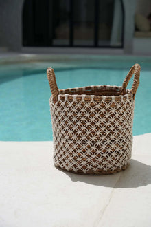 The Crossed Stitched Macrame Basket - L in cotton — handmade luxury storage basket curated by Laiyahome — view 4