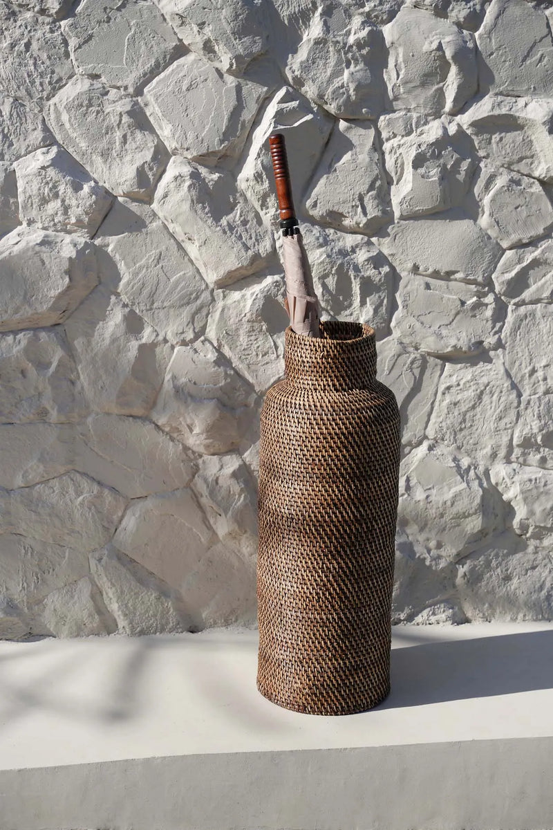 The Colonial Umbrella Basket - Natural Brown in rattan — handmade luxury storage basket curated by Laiyahome — view 2