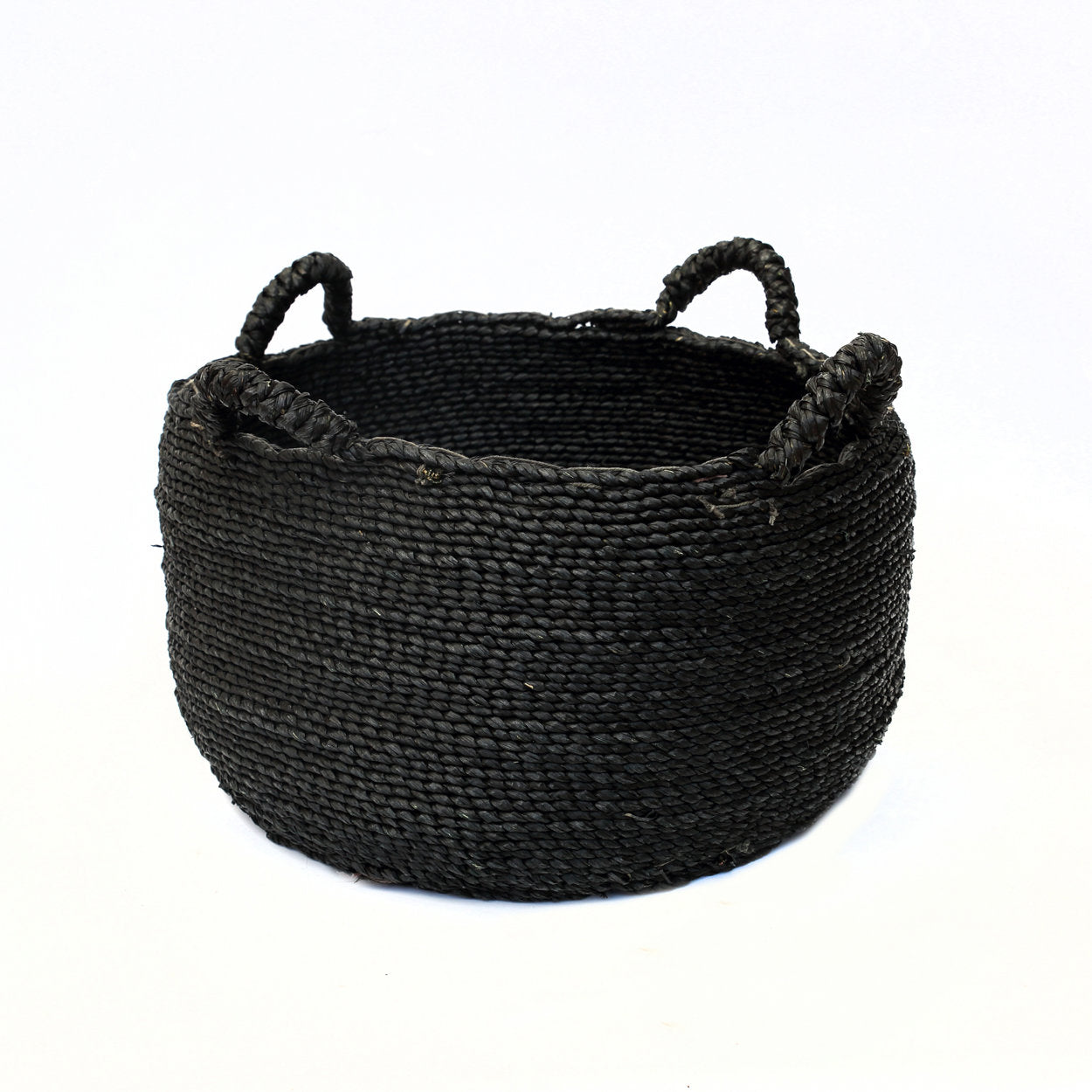 Les Quatre Mains Baskets - Black - M in seagrass — handmade luxury storage basket curated by Laiyahome