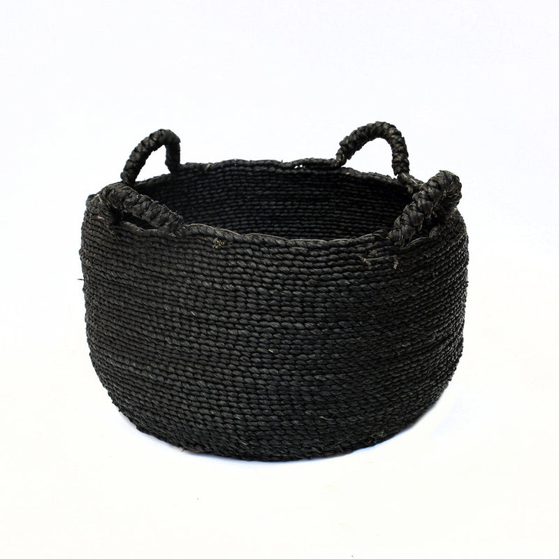 Les Quatre Mains Baskets - Black - M in seagrass — handmade luxury storage basket curated by Laiyahome
