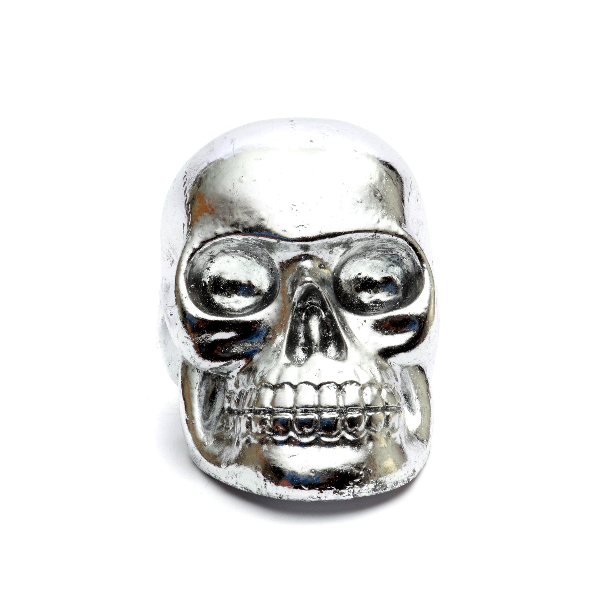 The Resin Skull Head Silver S in polyresin — handmade luxury statue curated by Laiyahome