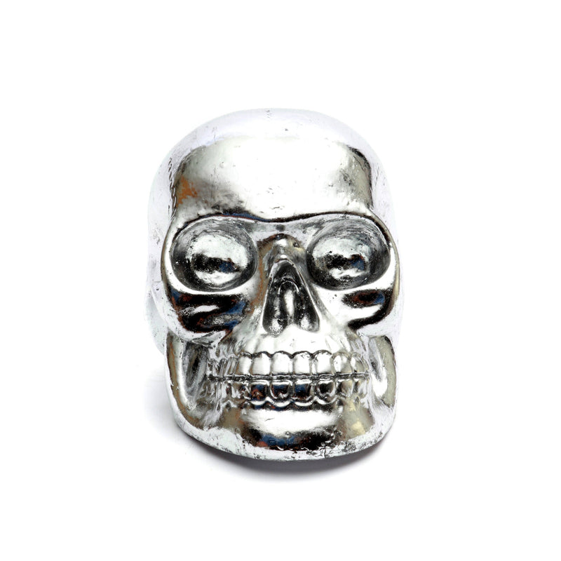 The Resin Skull Head Silver S in polyresin — handmade luxury statue curated by Laiyahome