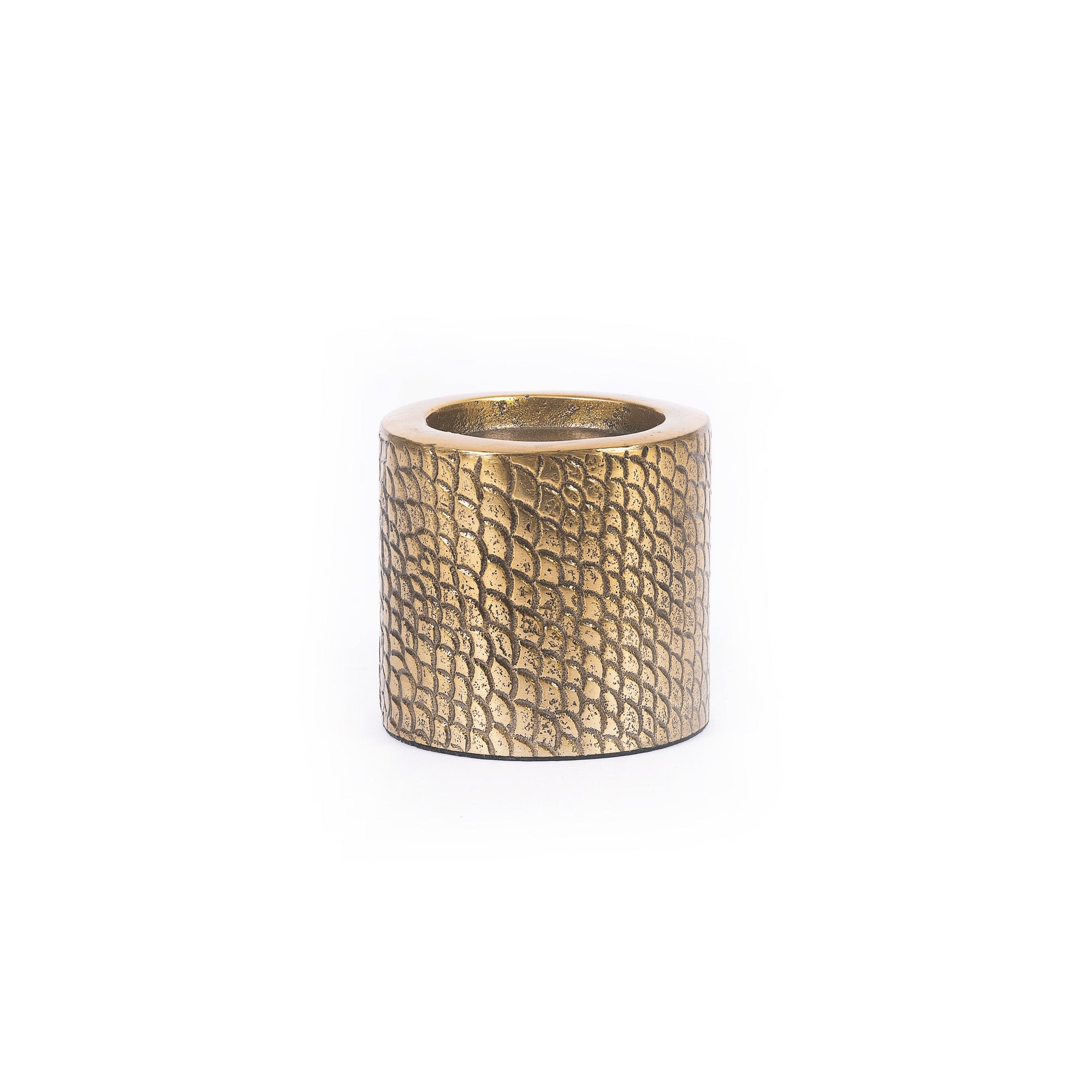 The Croco Candle Holder - Brass - M – aluminium candle holder – product view 1