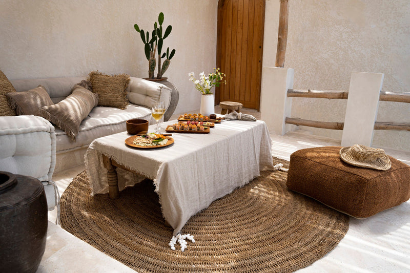 The Linen Tablecloth - Beige - 150x250 in linen — handmade luxury tablecloth curated by Laiyahome — view 2