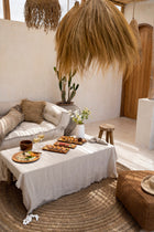 The Linen Tablecloth - Beige - 150x150 in linen — handmade luxury tablecloth curated by Laiyahome — view 2